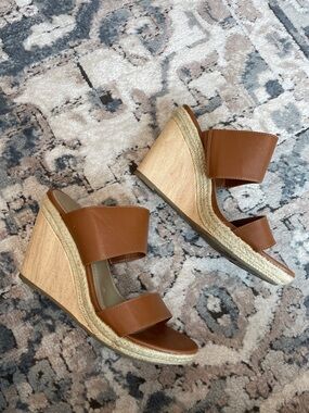 Impo Brown Double-Strap Slide Mules with Metallic Insole